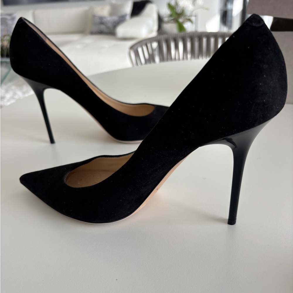 Jimmy Choo Abel 100 mm Black Suede Pumps Patent heel. Size 39 - Picture 6 of 11